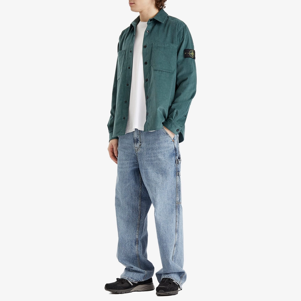 Stone Island Men's Cotton Micro-Corduroy Overshirt Bottle Green